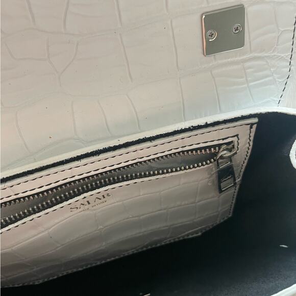 salar gigi white croc embossed leather crossbody shoulder bag purse handbag - Picture 7 of 8